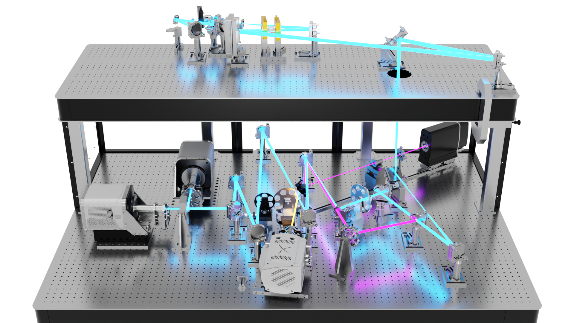 Rendered view of MagAO-X optical beams